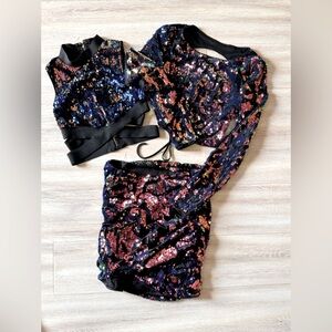 3 PIECE SEQUIN SKIRT & CROP TOPS